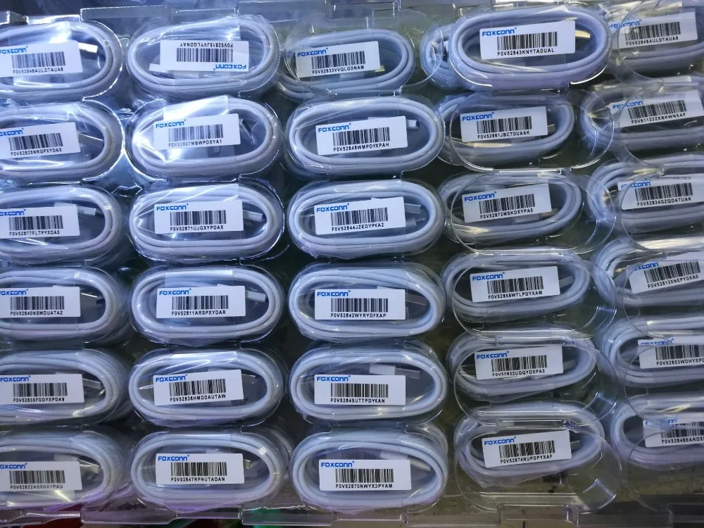  200pcs/1m 100% Genuine Original From Foxconn Factory E75 Chip OD 3.0mm Data USB Cable For iPhone 7 SE 5 5S 6 6s plus ipad ios10 