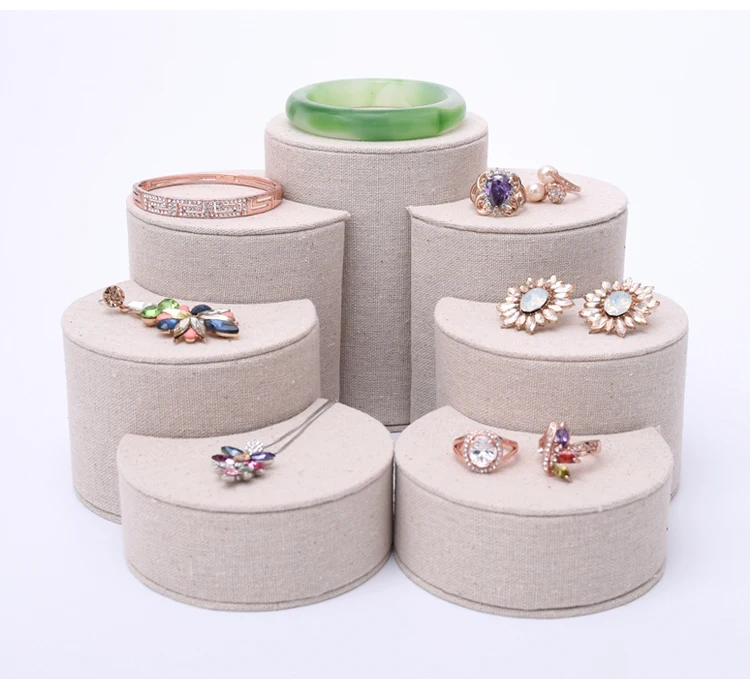

lot of 7 Linen Moon Shape jewelry display holder earrings rings display stand necklace Pendant Display Holder