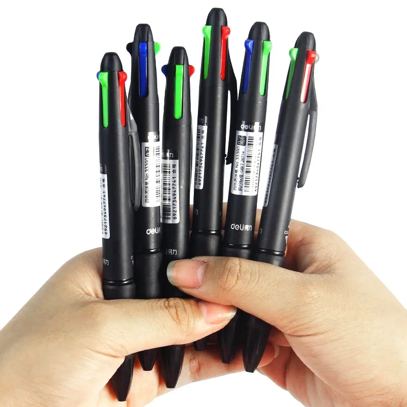 2 pcs/lot MultiColor Pen Fine Point 4 in 1 Colorful Retractable Ballpoint Pens, Multi Function ...