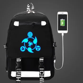 

Naruto Sharingan Anime Backpack USB Bag travel School Luminous Book Bag USB Fashion teenagers Laptop Zipper bag Glow in the dark