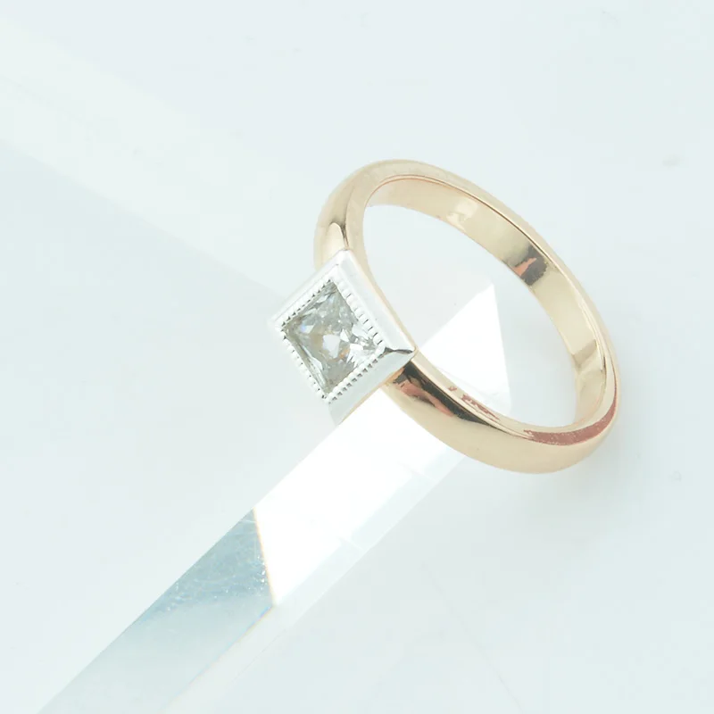 Модные ювелирные изделия 8 мм женские квадратные кольца с фианитами 585 цвета розового белого золота 7-10