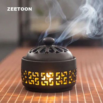 

Ceramic Incense Burner Battery Small Night Light for Home Tea Ceremony Agarwood Sandalwood Stove Aromatic Censer Decor Crafts