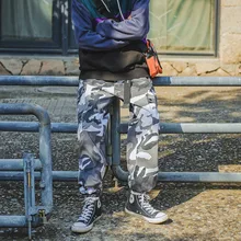 Повседневное мешковатые Военная униформа брюки карго камуфляж стиль сафари хип хоп Японии стиль джоггеры мотобрюки уличная