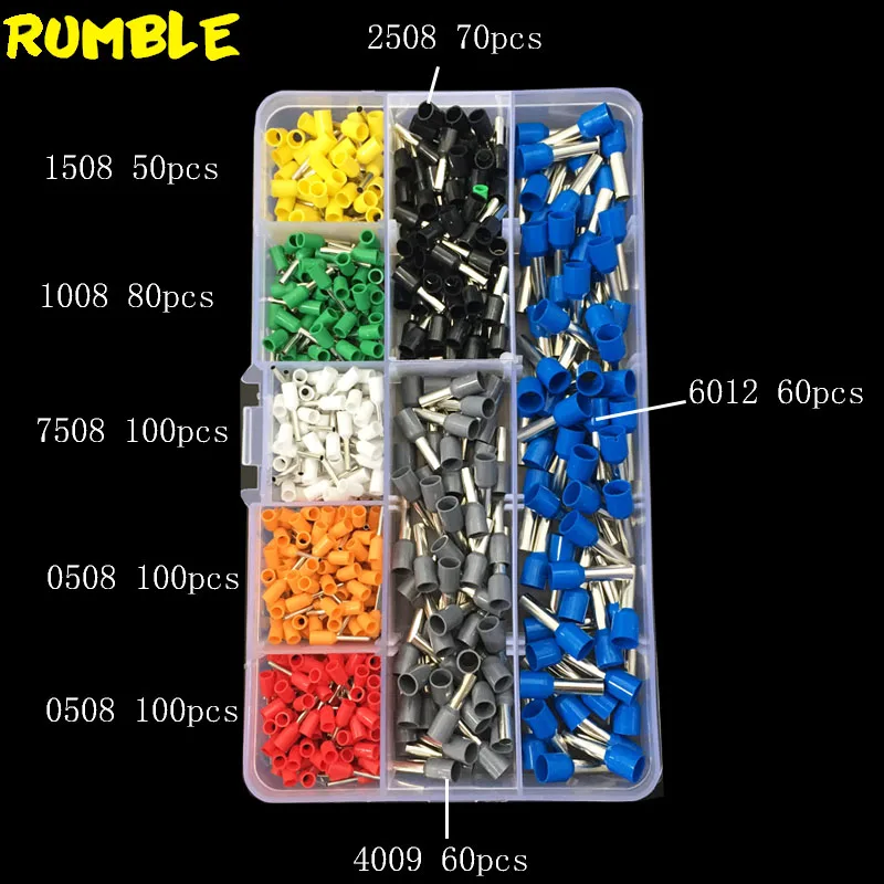 620 шт. 22-10AWG электрический провод кабель трубка Изолированный Шнур контактный конец Клеммы Медь обжимной разъем наконечники комплект набор инструментов в коробке