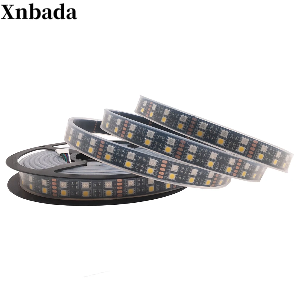 Double Row 5050 RGB/RGBW Led Strip 120Leds/m White/Warm White Led Flexible Light White/Black PCB IP30/IP67 DC12/24V