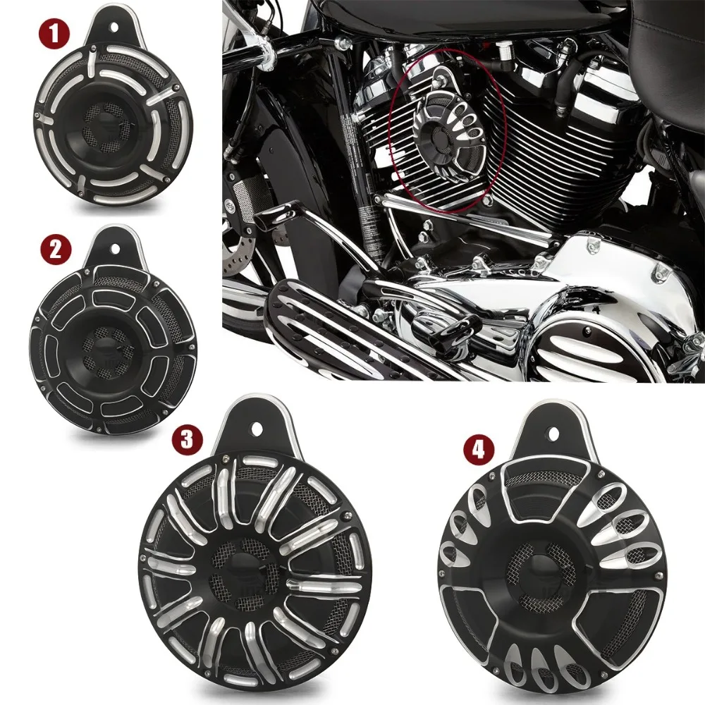 CNC cut edge cut black horn cover touring Horn Cover for harley big