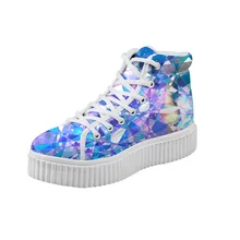 Noisydesigns/Женская обувь на плоской платформе Красочные стекло печати высокие холщовые криперы женские ботильоны увеличивающие рост