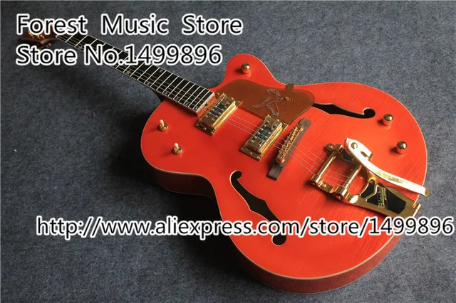 Cheap High Quality Hollow Maple Body Nashville Electric Guitar With Gold Bigsby Free Shipping