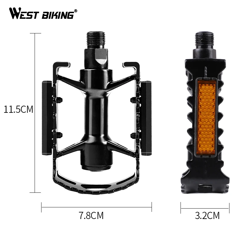 Велосипедные педали WEST BIKING противоскользящая платформа из сплава для горных и