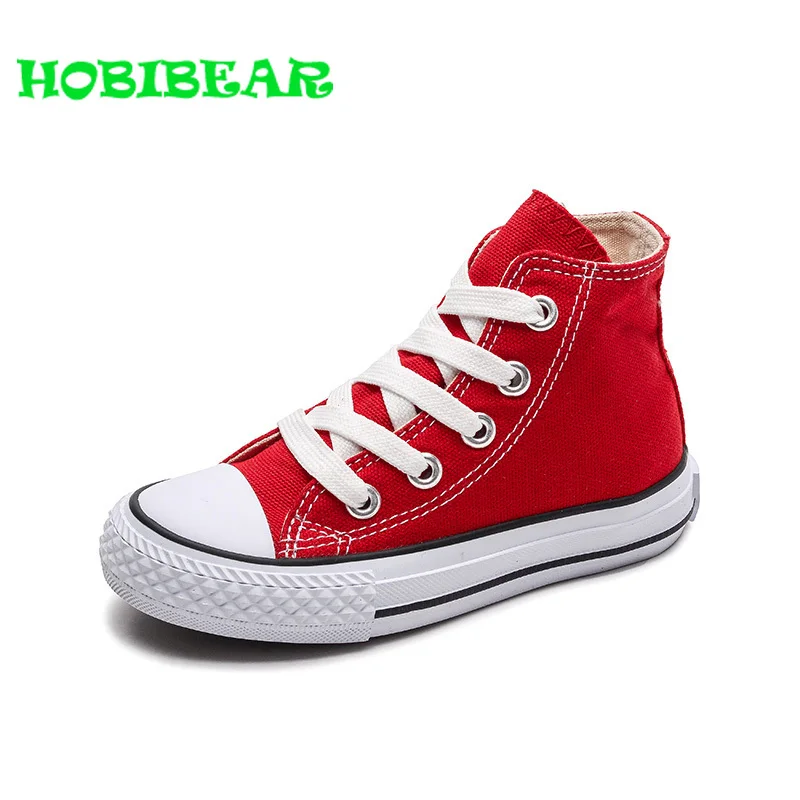 Hot Sale Boys Casual Kids Shoes Yellow Red Girls High Top Canvas Shoe Spring Autumn Children Flat Sneakers Baby Boys School Shoe