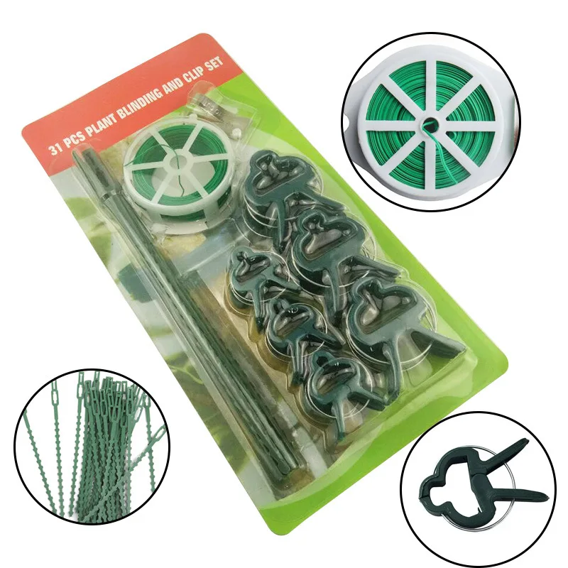 

31 Pcs Reusable Binder Clip Ties Holder Tree Plants Flower Seedling Stem Support Gardening Spring Clips