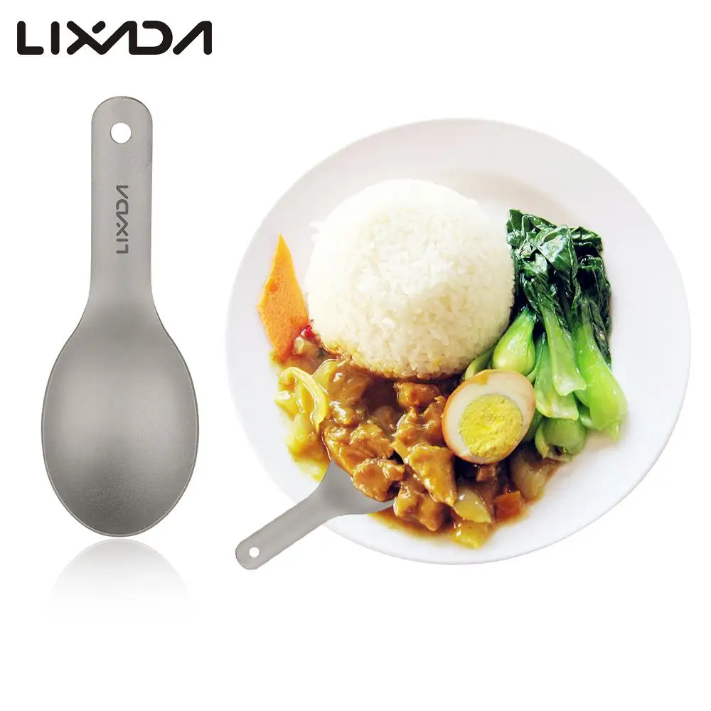 Lixada cuchara Spork mango corto de titanio cuchara ultraligera niños bebé cuchara exterior Camping Picnic vajilla
