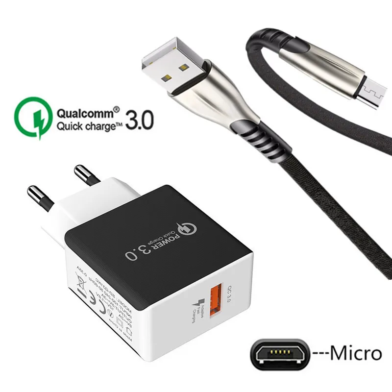 

Vivo Z5x S1 QC 3.0 USB Quick Charge charger Micro USB Cable For Samsung Galaxy A10 A5 2016 A7 2018 Huawei Y5 Y7 2019 7A Honor 8X