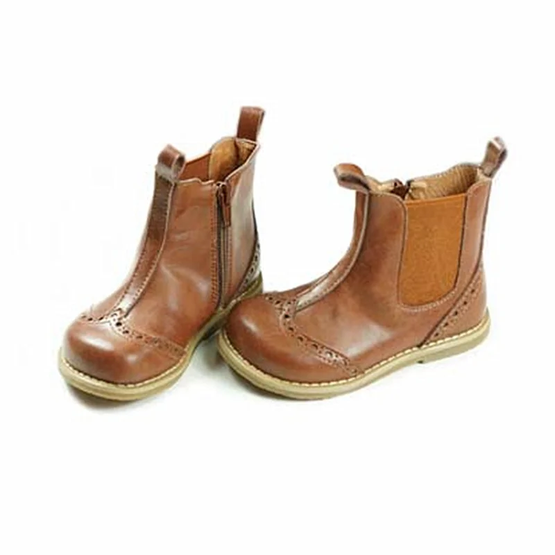 Genuine Leather Retro Girls Boots Fashion Children Chelsea Boots