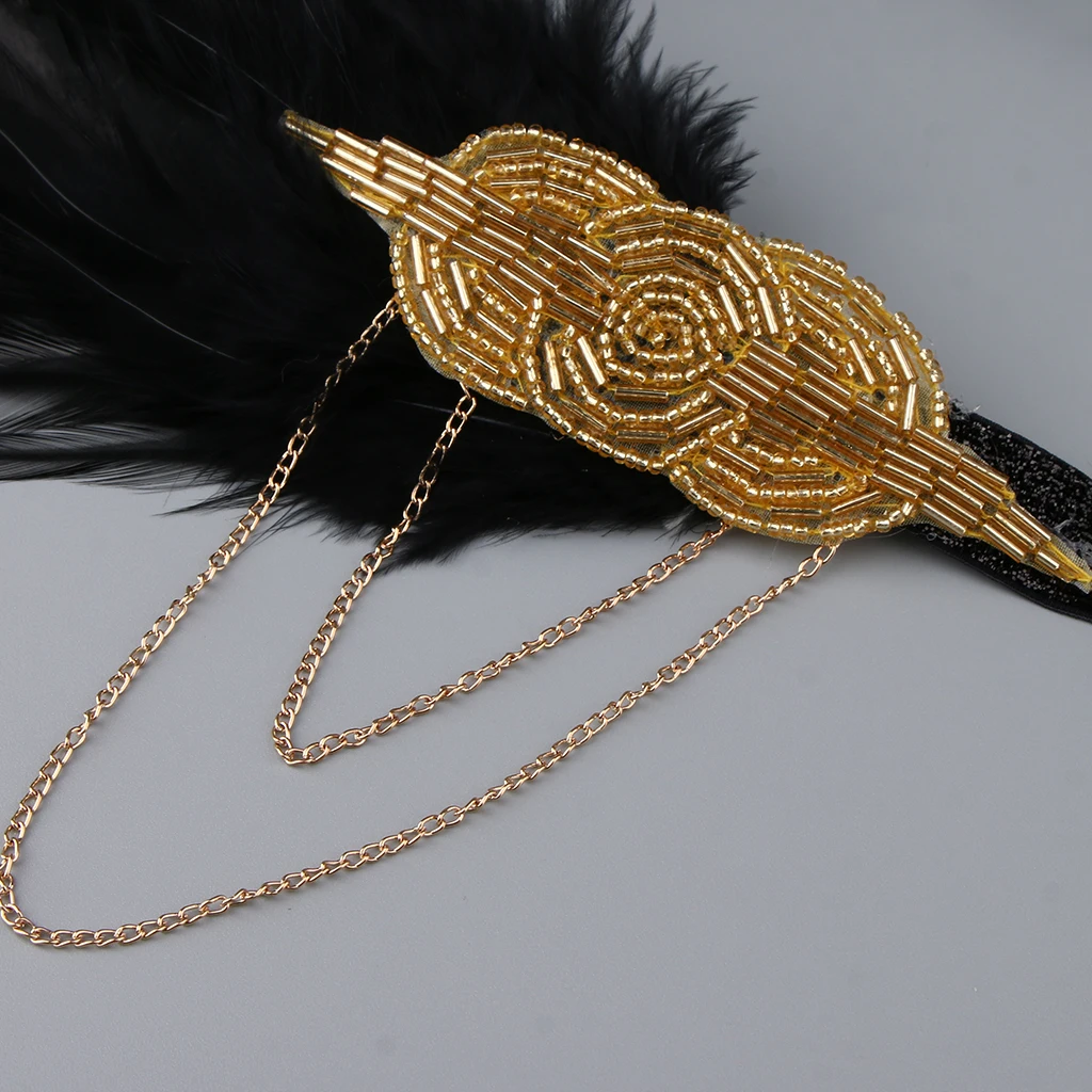 Vintage 1920s Headpiece Feather Tassel Flapper Headband Great Gatsby Headdress Party Prom Hair Accessories