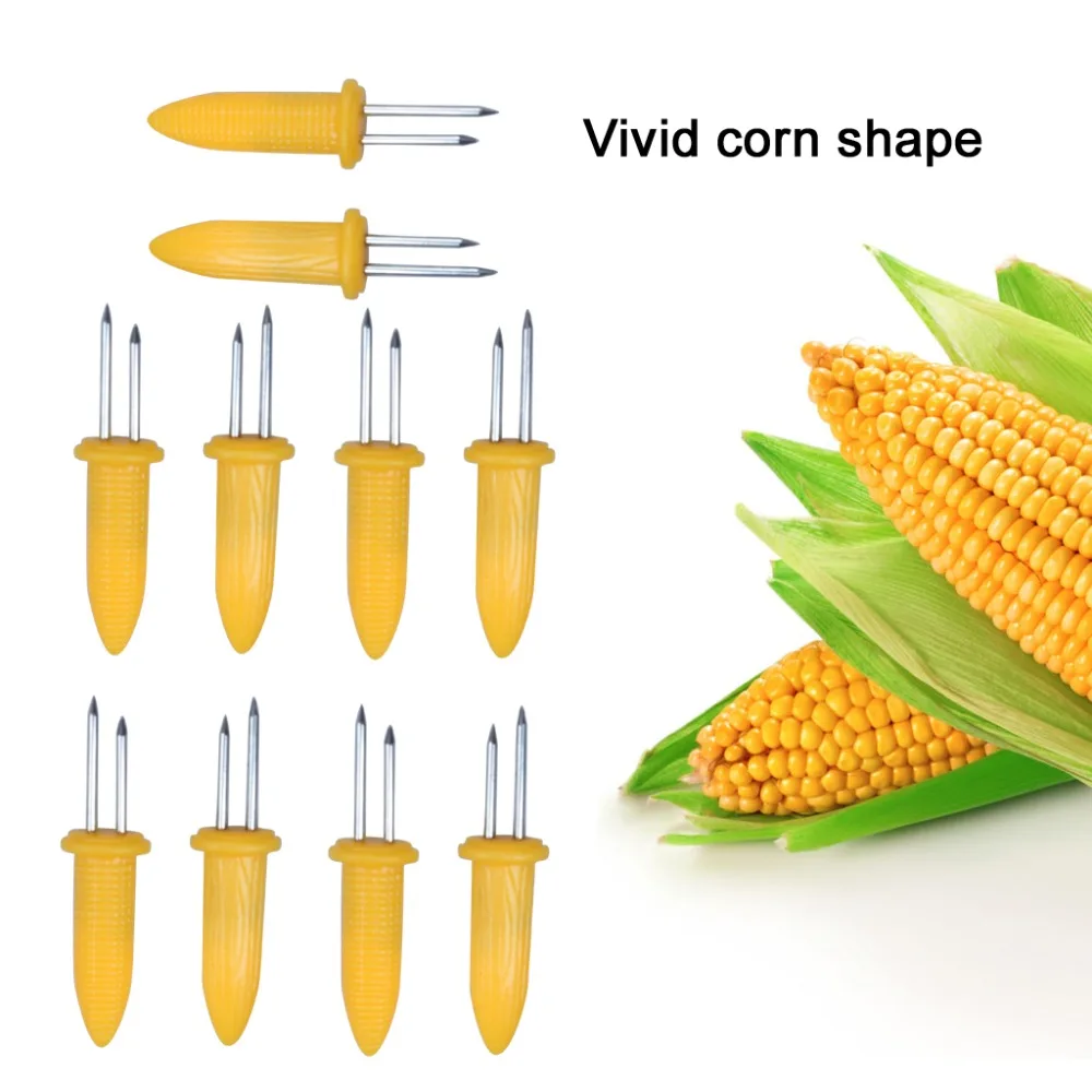Set Of 10 Twin Prong Skewers Barbecue Fork Fruit Corn Holder BBQ Fork Tool Camping Picnics Supplies (2)