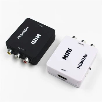 

100 pcs HDMI TO AV Scaler Adapter HD Video Composite Converter Box HDMI to RCA AV/CVBS L/R Video 1080P HDMI2AV Support NTSC PAL