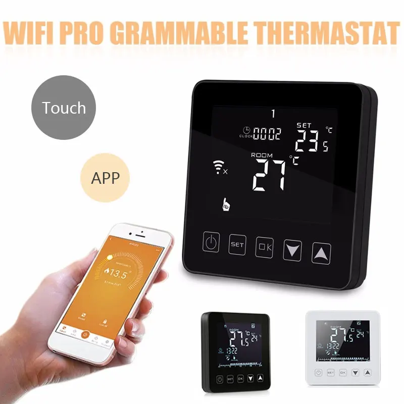 

Durable Wifi Temperature Controller for Smart Thermostat Electric Heating for Smart Home WiFi Smart Thermostat LCD Display