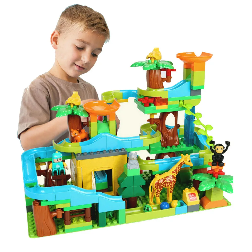 

Marble Run Forest Slide Ball Track Building Blocks Large Block Brick Educational Toys for Children KidsToy Gift Baby Bricks