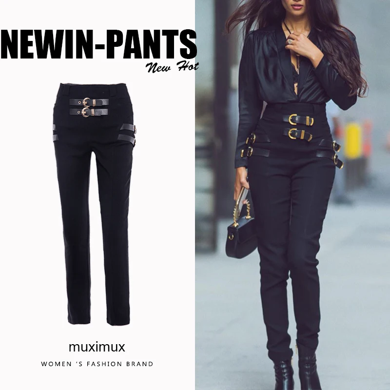 

2018 Women Winter Pants Series Autumn Casual Streetwear Solid Black Bodycon High Waist Sheath Pencil Pants For Women Female