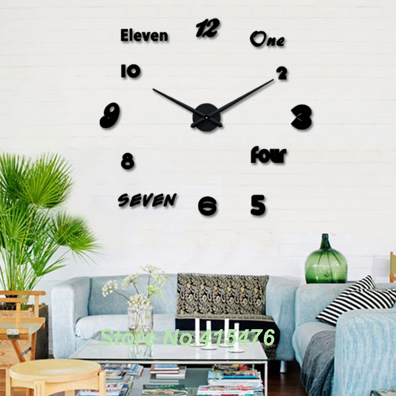 Large size 3D DIY wall clock big simple numbers Funny stickers modern design Nordic home decor decorations | Дом и сад