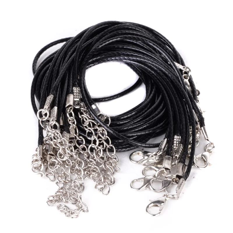 10pcs/lot Vintage DIY Chains Pendant Necklace Shellhard Fashion Leather Cord Necklace Rope Chain with Lobster Clasp Jewelry