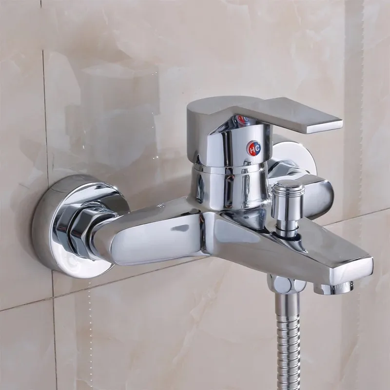 

Wall-mounted bathroom shower faucet chrome polished brass silver bathroom shower faucet bathtub faucet mixing faucet