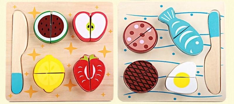 Монтессори игрушки развивающие деревянные игрушки для детей Раннее Обучение 3D кухня резка фрукты доска для резки овощей реальная жизнь