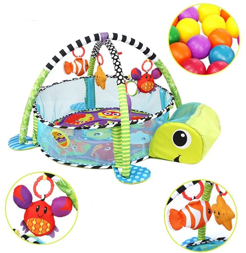 En forme de tortue Infantino Couverture Grandir avec Moi Activité Gym & Boule Tout-petits Jouer Tapis De Gym Maille Pop-up Côtés Rampant Tapis