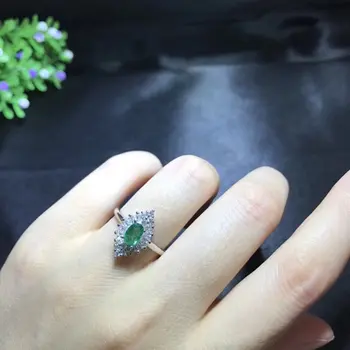 

New Jewelry Qi Xuan_Fashion Jewelry_Colombia Green Stone Simple Rings_S925 Solid Silver Woman Rings_Factory Directly Sales