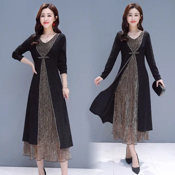 

Autumn Winter Plus Size 5xl Midi Dress Ukraine Thickened Dress Women Robes Femme Vestidos Stylish Dress Elegant Vestido De Festa