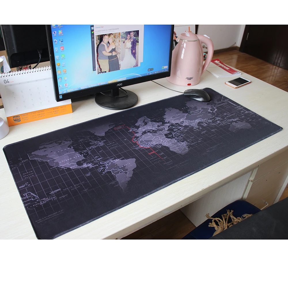  900x400 Gaming Mouse Pad Large Mause Pad Keyboard Computer Locking Edge Mousepad World Map Rubber B