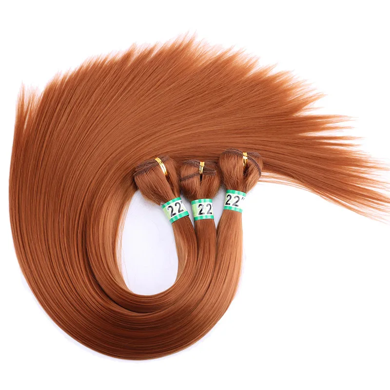 Натуральные Шелковые прямые пучки волос, синтетические волосы, высокотемпературное волокно, плетение 1" 18" 2" 22" 2" дюймов, доступные волосы для наращивания - Цвет: #30