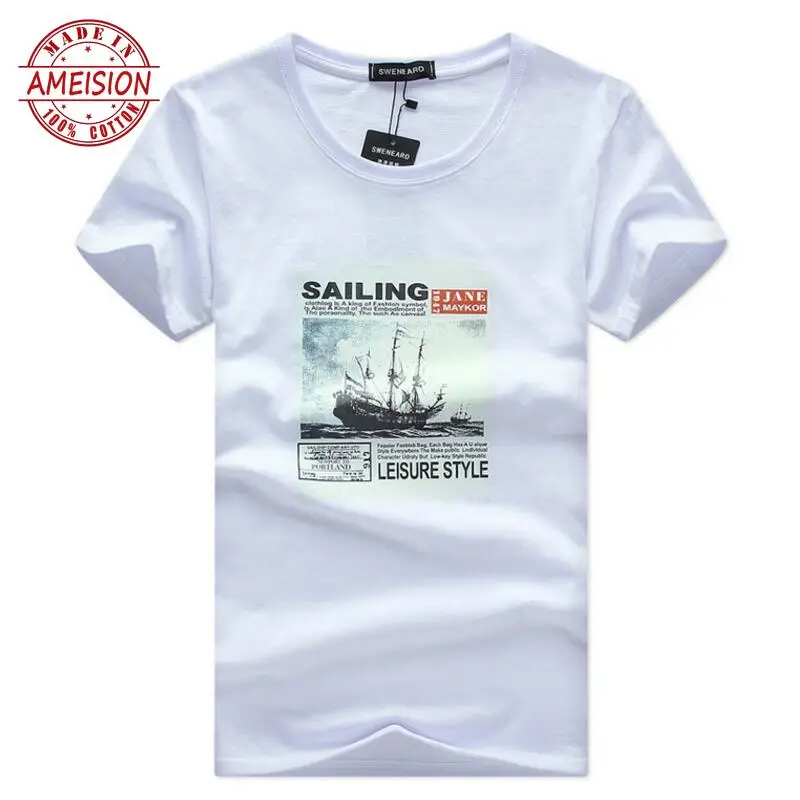 

Men's T-Shirts Summer Fashion Sailing Print Funny T-Shirt Men TShirt Casual Hip Hop O-Neck Short Sleeve tee shirt Male