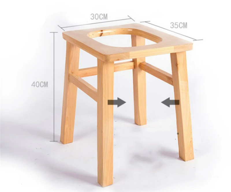 Wooden Household Potty Chair Simple Moveable Old People and Pregnant Woman Commode Chair Strengthening Non-slip Potty Stool