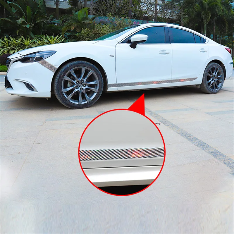 Car Stickers Laser 5D Carbon Fiber Rubber Styling Door Sill Protector Goods For KIA Audi Mazda Ford Hyundai etc Accessories 5