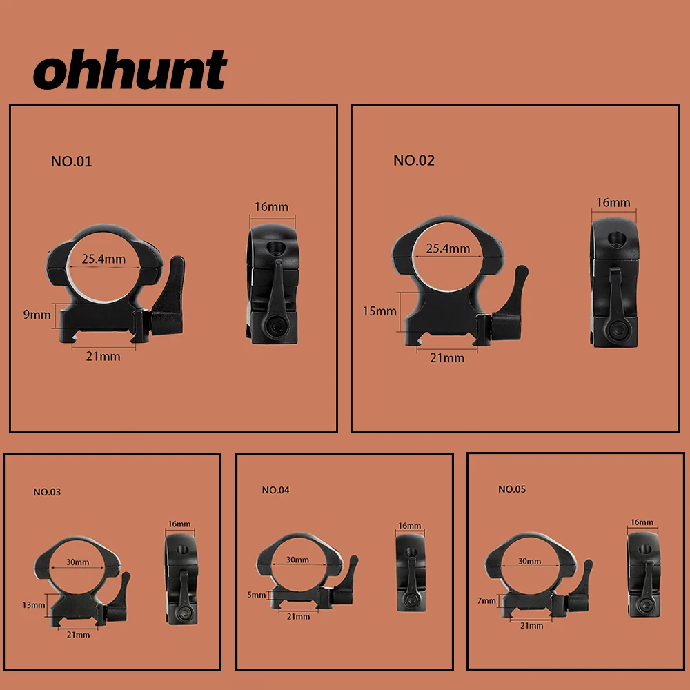 

ohhunt Tactical 1 Inch 25.4mm or 30mm Steel Quick Release Picatinny Weaver Rings Riflescope Mounts for Hunting Rifle Scope