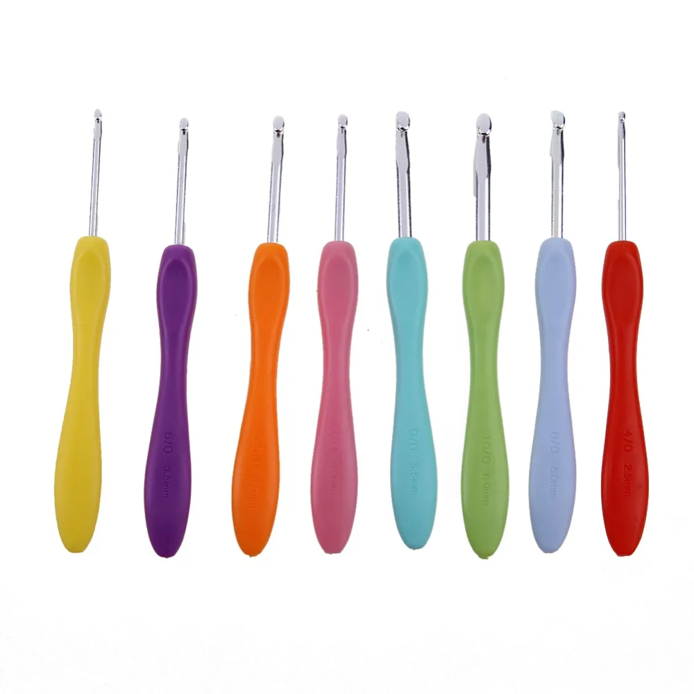 

8Pcs/set Soft Handle Crochet Hook Colorful Aluminium Crochet Hooks Weave Craft Yarn Sewing Tools Set Knitting Needls