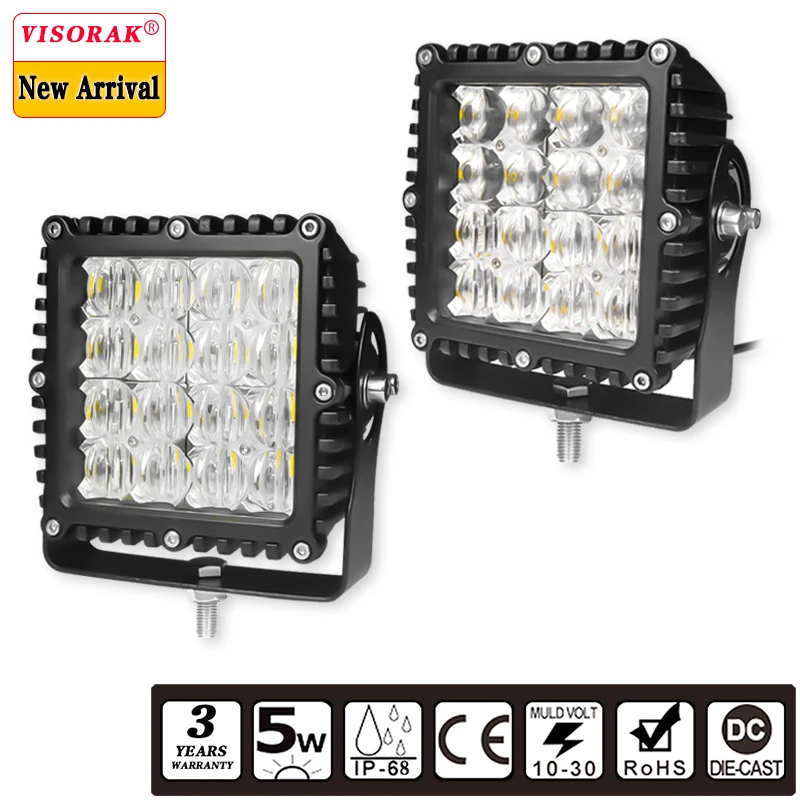 

VISORAK 5" 5D 80W Square LED Work Light for Car Tractor OffRoad Off Road 4WD 4x4 Truck SUV ATV Boat LED Driving Work Lamp