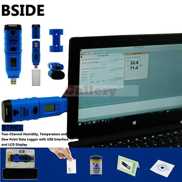 

Bth01 Portable Professional Digital Humidity And Temperature Usb Data Logger Recorder 0 100 % Rh Lcd Display Dew Point Software