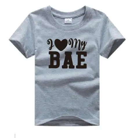 PADDY DESIGN BAE Best Auntie Ever I Love My Bae/футболка для всей семьи, топ для новорожденных, модные футболки с короткими рукавами - Цвет: gray t KIDS LOVE