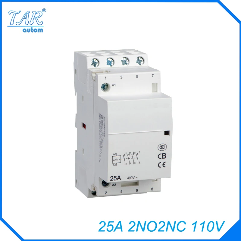 

modular small household AC contactor25A 2NO2NC 110V Modular Normally Closed Contactor with electric machincal types of contactor
