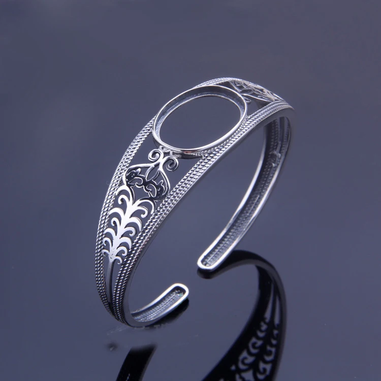 

15*20mm 925 STERLING SILVER diy base Blanks cuff bracelet bangle Setting Jewelry Gift DIY A2849
