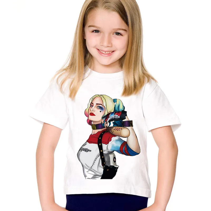 Модные детские Забавные футболки с принтом Отряд Самоубийц Harley Quinn летние