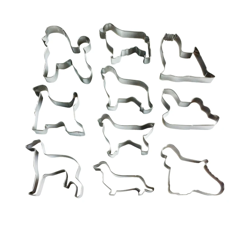 

OBRKING 10Pcs/set Stainless Steel Cookie Cutter Dog Pattern Biscuit Mold DIY Mousse Cake Decorating Mould Kitchen Baking Tools
