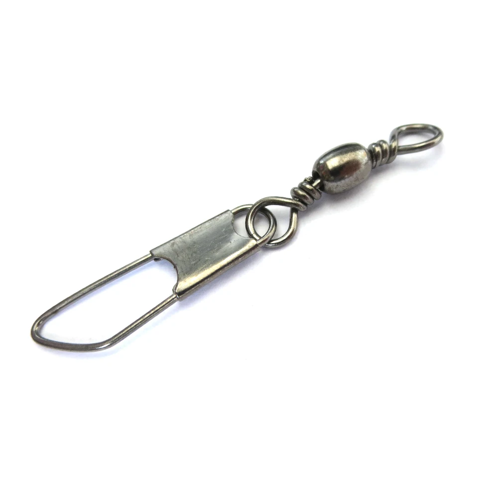50Pcs Stainless Steel Barrel Fishing Swivel With Safety Snap Size 1# Fishing Tackle Box