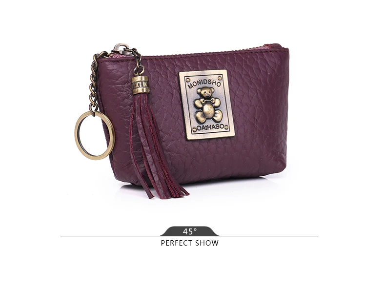 Women Mini Wallets Female Tassel Pendant Short Money Wallets Genuine Leather Lady Zipper Coin Purses Fashion Key Bag  (7)