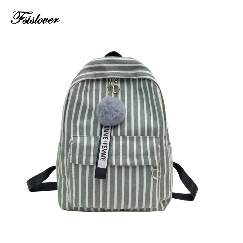 

Women Backpack Female School Bag for Teenage Girls Laptop Striped Backpacks Travel Bag Fabric for Student Black Notebook Bagpack