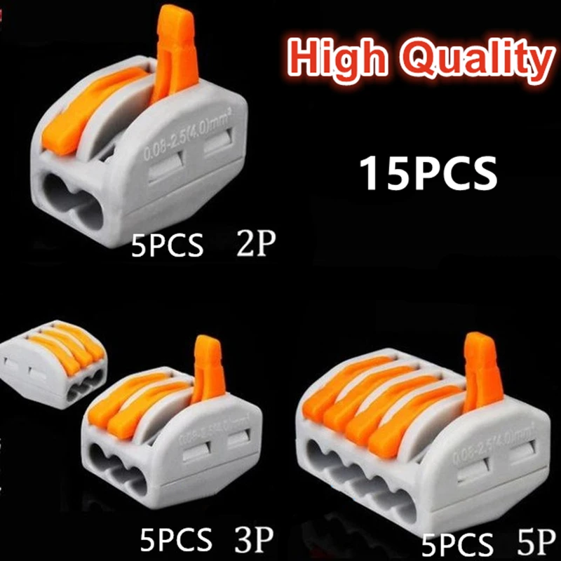 

PCT-212 213 215 type Universal Compact Wire Connector 32A Conductor Terminal WAGO 2 pin 5pcs +3pin 5PCS +5PIN 5PCS