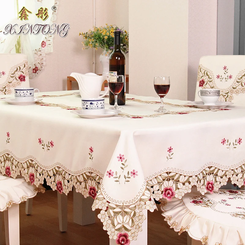TY1018 European Garden embroidered tablecloth dining table cloth chair